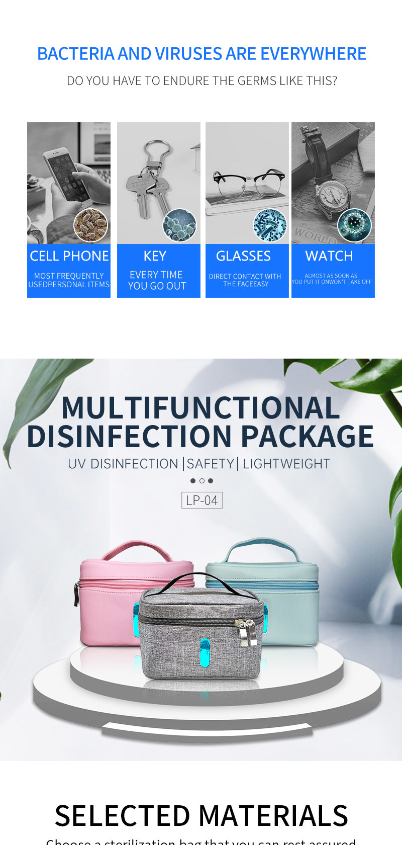 Leather Disinfection Bag UVC UV Sterilizer Lamp