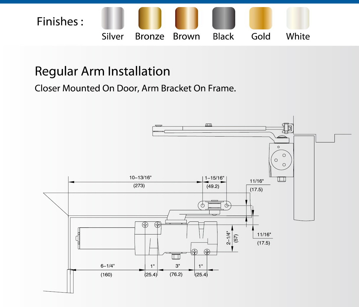 Parallel Arm Cast Iron Door Closer , Hold Open Arm Extra Heavy Duty Door Closer