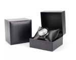 PU leather Custom Watch Box Packaging black Stripe Elegant