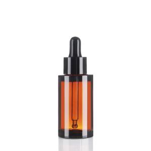 China 30ml Cosmetic Bottles Thick Wall Pet Amber Plastic Bottles With Dropper wholesale