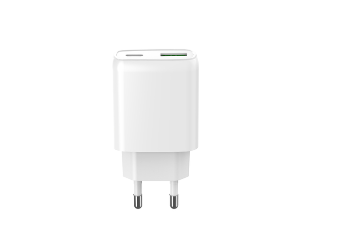 EU Plug Quick Charge Wall Charger Adapter with USB-C and USB-A Output 20W