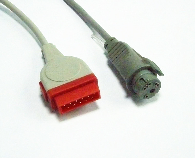 GE Utah Invasive Blood Pressure Cable 12ft Grey Rect 11pin To Utah-4pin