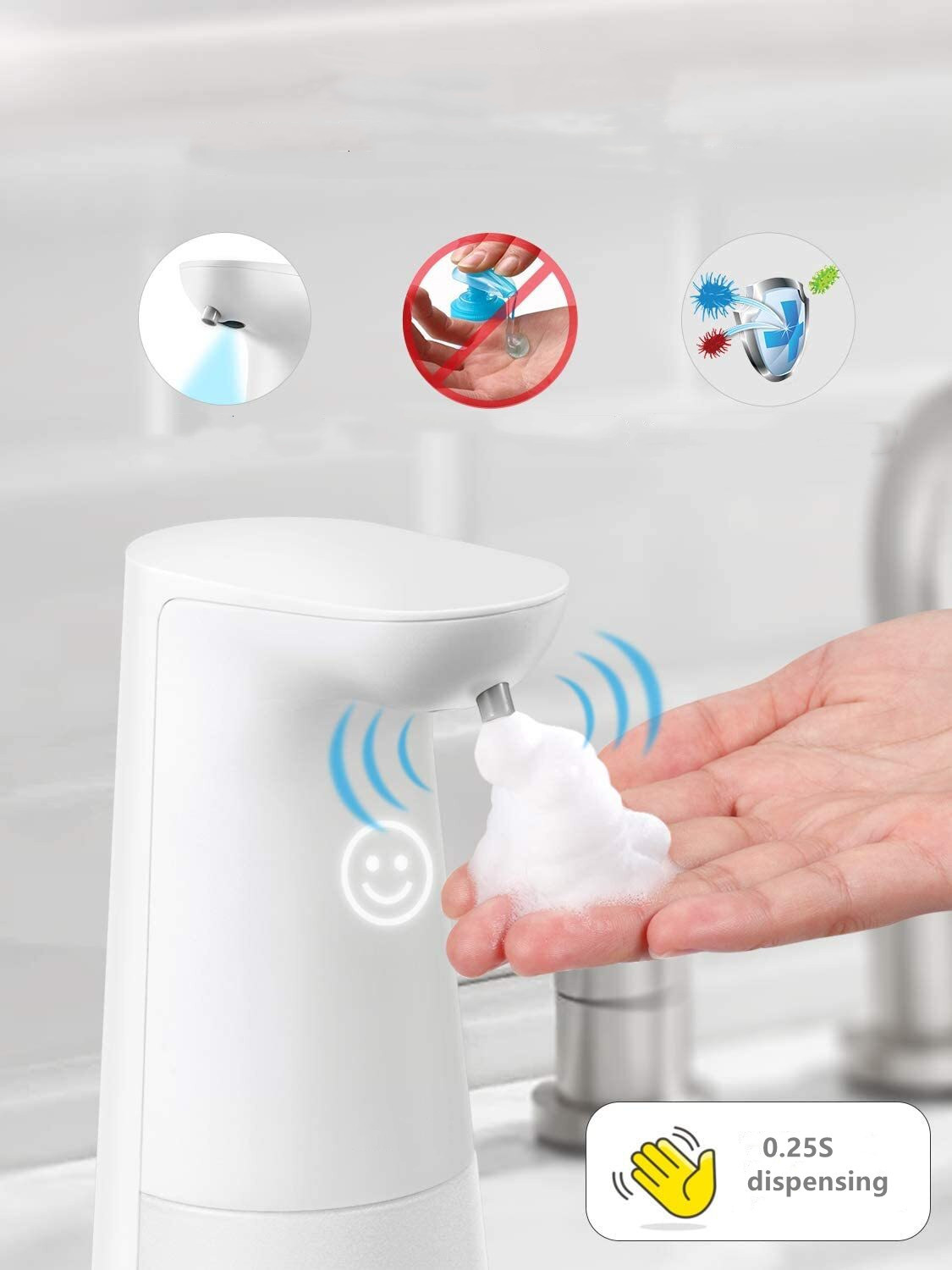 7CM Sensor Foam Soap Dispenser Household 250ML Touchless