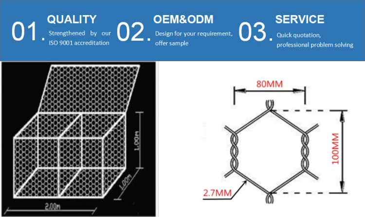Black Durable 2.7mm Gabion Box Tensile Strength 380-400mpa Retaining Wall