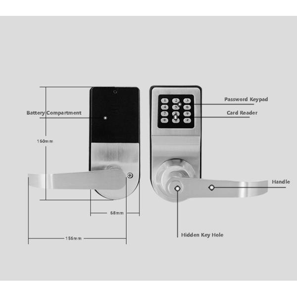 High Security Push Button Door Lock, Silver / Golden Electronic Key Entry System