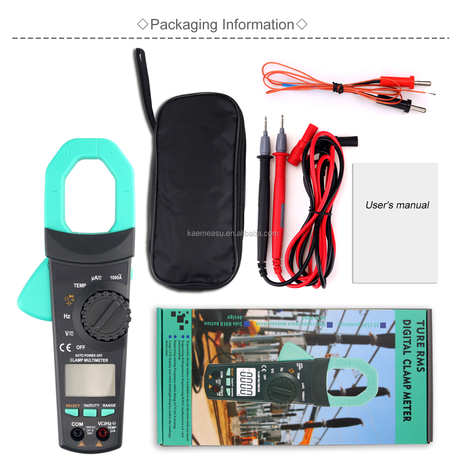 ABS electric Parts 300g Digital AC DC Clamp Meter Auto Range Multimeter True Rms Ncv Ammeter