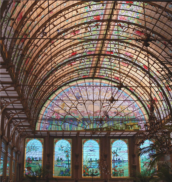 CE Interior Ceiling Stained Glass Skylight Digital Printed Antique Cathedral