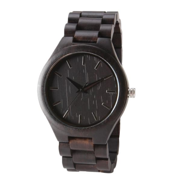 Portable Bamboo Wrist Watch , Black Walnut Wood Quartz Movement Watch Handcrafte