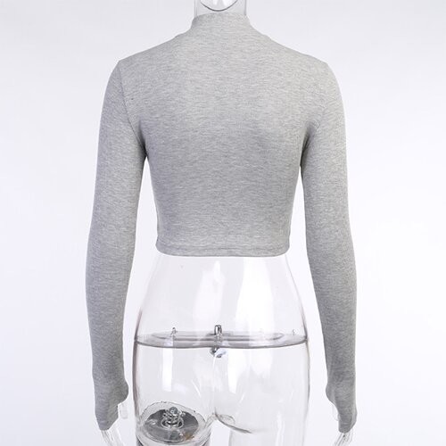 OEMmaufactory Autumn New Slim Solid Sympotic cotton v-neck Long -sleeved Top