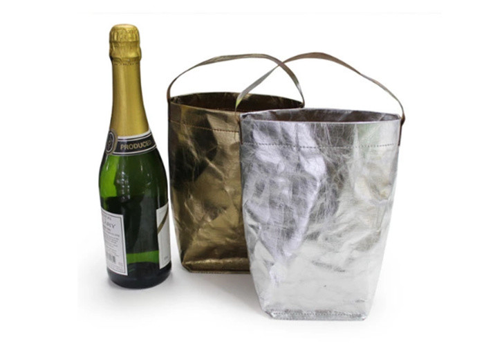 Custom Tear Resistance Waterproof Ice Bottle Bag Metallic Washable Wine Cooler Bag