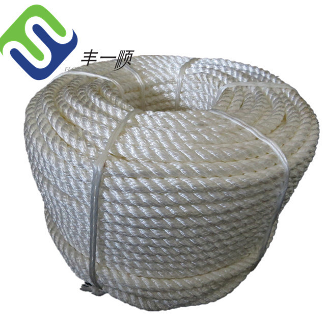 High Strength White 3 Strand Twist Nylon Rope Silk Rope For Boat