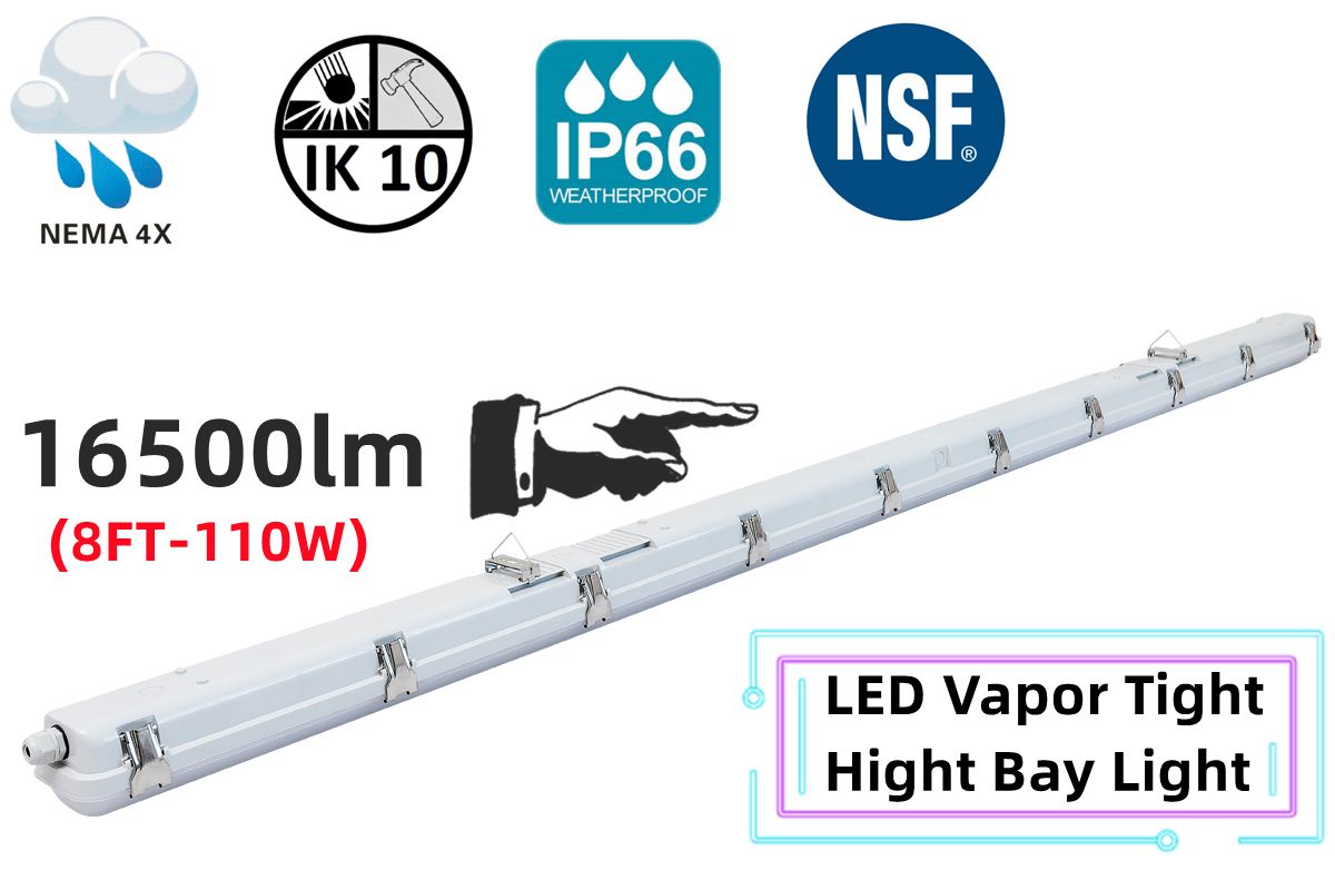 5.5kg Product Weight 8FT 90W 110W Food Storage LED Milky Vapor Tight Light Tri Proof Light Fixtures