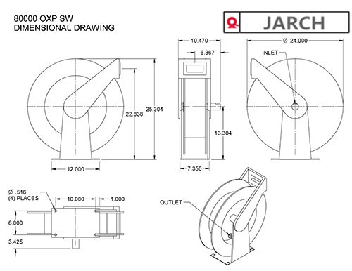 100 ft. Reinforced steel Heavy Duty Dual Pedestal Hose Reel Long life drive spring Grease Cable Reels