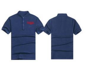 China Navy Color Men's Cotton Polo Shirts Stand Collar , Fashion Short Sleeve Polos wholesale