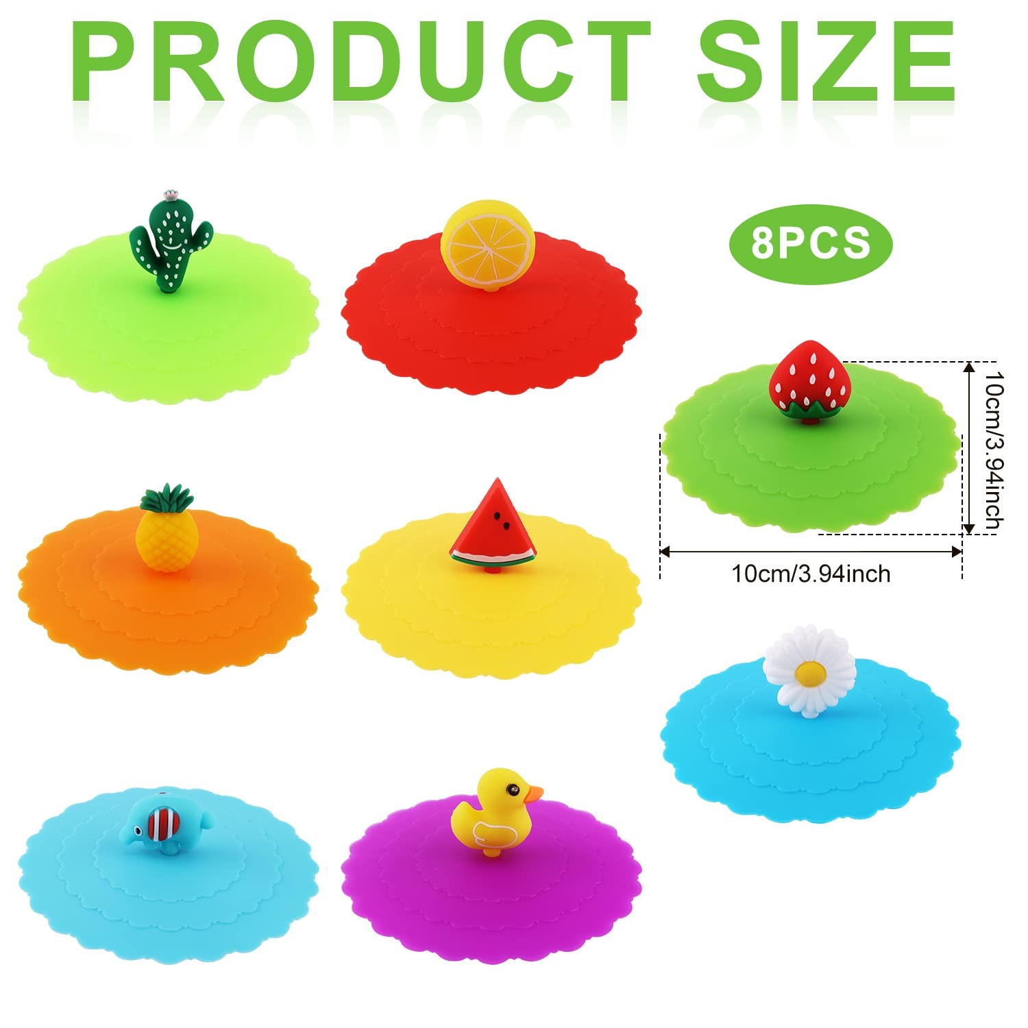 Silicone Mug Lid Cover, Colorful Anti-Dust Silicone Mug Cover Cute Reusable Silicone Lids For Cups Mug Beer Glass Indoor