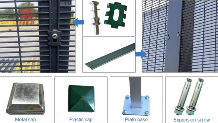 Square Post H3000mm Anti Climb Mesh Fence OHSAS Flat Bar Steel Fence