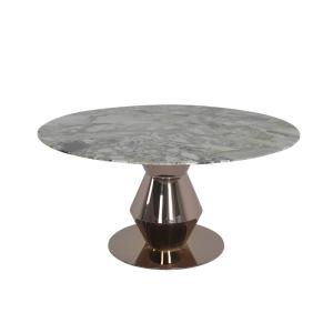 China Rose Gold Stainless Steel Dining Table Mirror Finish Large Marble Dining Table wholesale