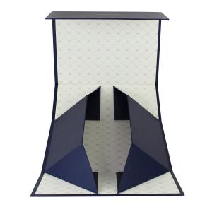 China Blue foldable Rigid Cosmetic Box For Beautiful Makeup Packaging wholesale