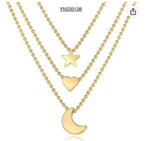 China Star Moon Love Pendant Necklace Trendy Stacking Gold Necklaces wholesale