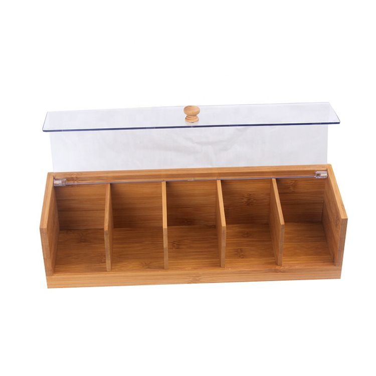 Efficiently Organize Your Tea Bags with a Natural Bamboo Tea Box and 5 Compartments
