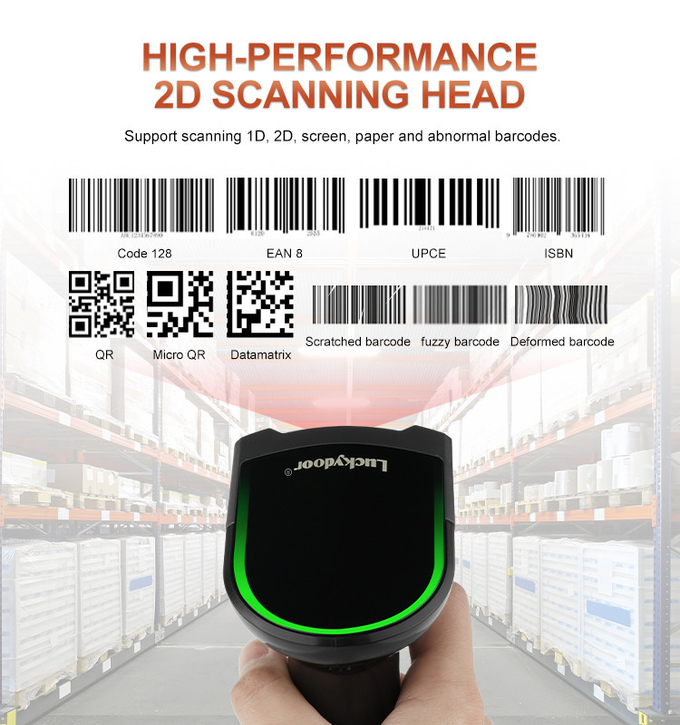 2D QR Code Scanner Handheld Bar Code Reader with USB Cable for Retail Store
