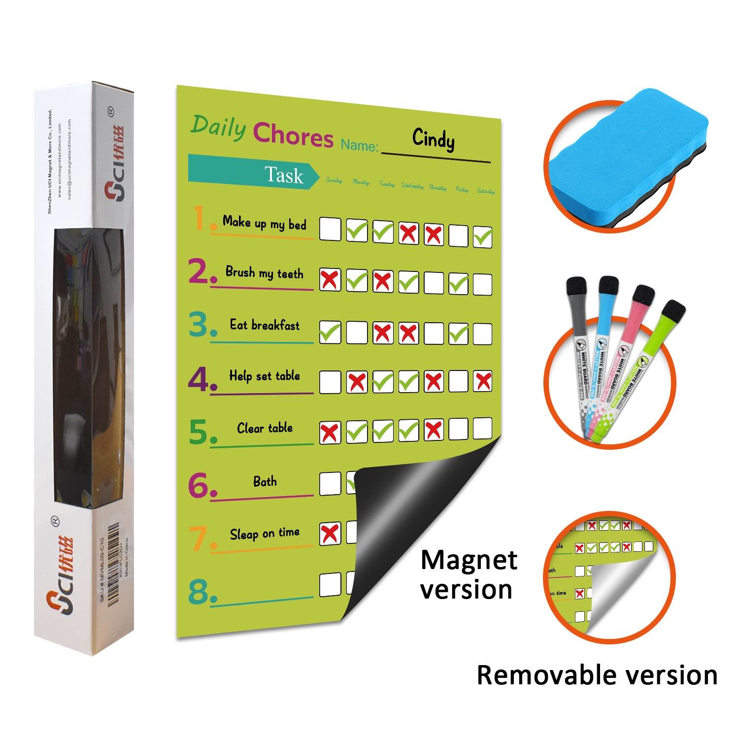 Customizable Erasable Daily Weekly Monthly Chore Chart Preschool Reward Chart 60x40cm
