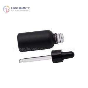 China Empty Essential Oil Dropper Glass Bottles Matte Black 5ml - 100ml wholesale