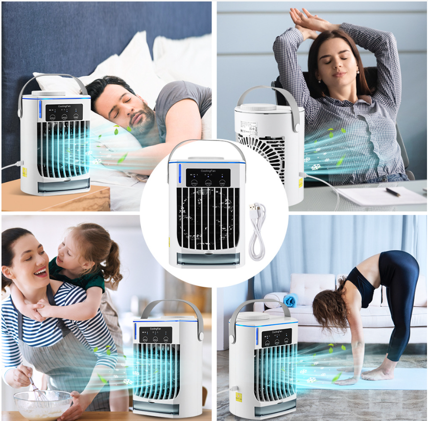 Foldable Mini Portable Air Conditioner with Spray Humidify and USB Water Cooling Fan