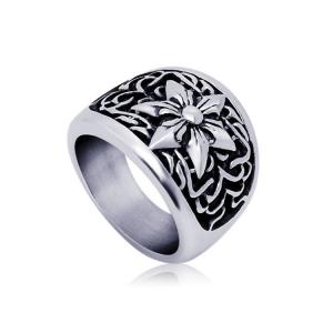 China Fashion Men's Vintage Old Titanium Stainless Steel Hexagram Ring (SA336) wholesale