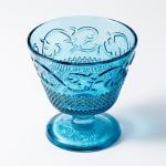 Pressed 8oz Blue Glass Serving Bowls 230ml Colored Mini Glass Trifle Bowls