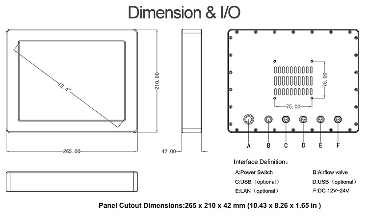 OEM 5 Wire Resistive IP67 Panel PC Industrial Use All In One Computer