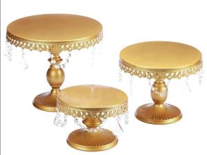 China Golden 16cm Height Metal Wedding Cake Stand , Anti Rust Wedding Cake Plate wholesale