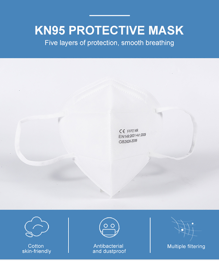 Flat Fold Anti Dust Face Mouth Cover KN95 Disposable Face Mask