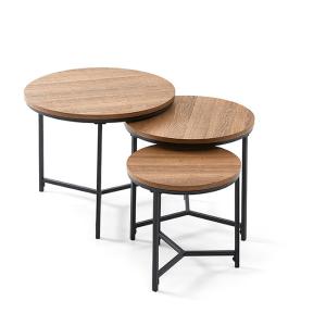 China Living Room Small Brown Round Nesting Coffee Table Set Furniture wholesale