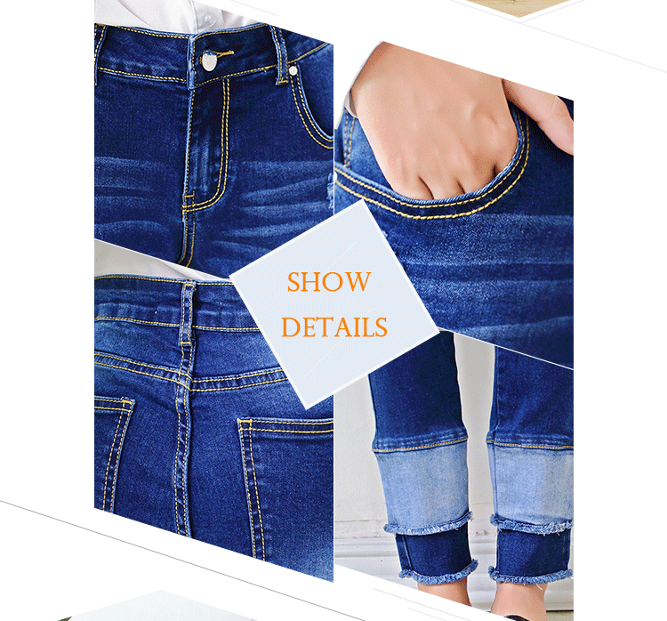 Vintage Straight Women Denim Skinny Jeans Full Length Spandex / Cotton
