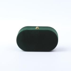 China Wholesale Manufacturing Luxury Jewellery Box Personalized Custom Green Velvet Jewelry Packaging Wedding Engagement Double Ring Box With Logo wholesale