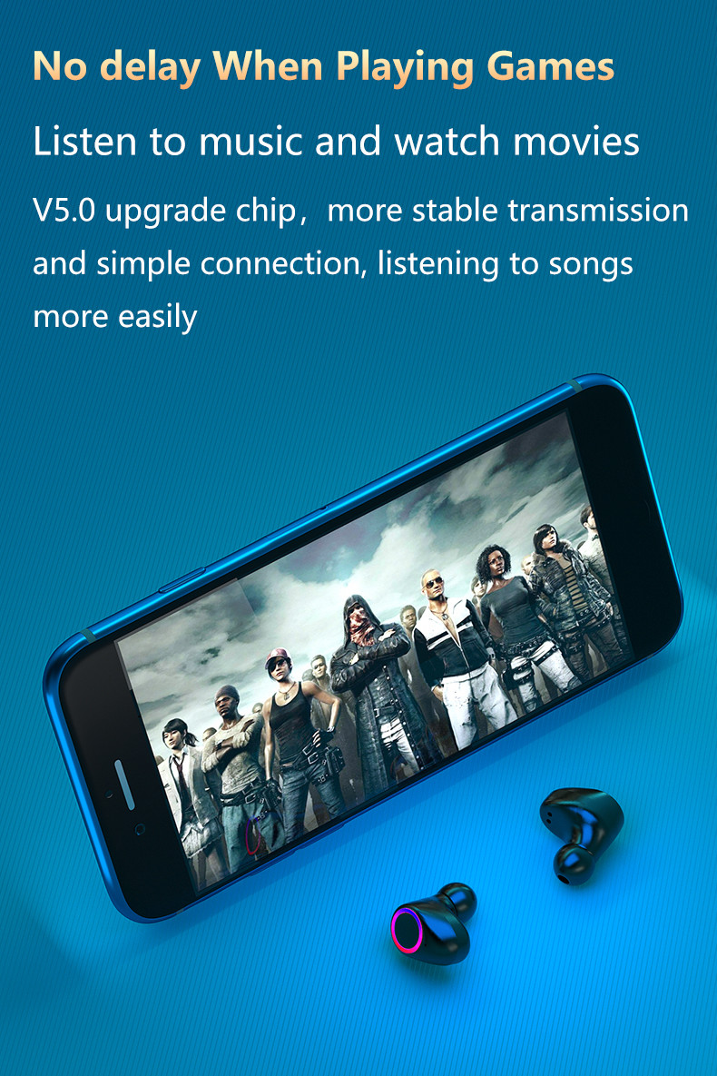 Wireless Earphones Bluetooth Sports Earbuds with 2000mAh Battery Mic Noise reduction