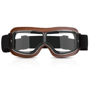China Anti Scratch Motocross Racing Goggles Pilot Leather Riding Glasses Scooter ATV Off Road Dust Proof Eyewear wholesale
