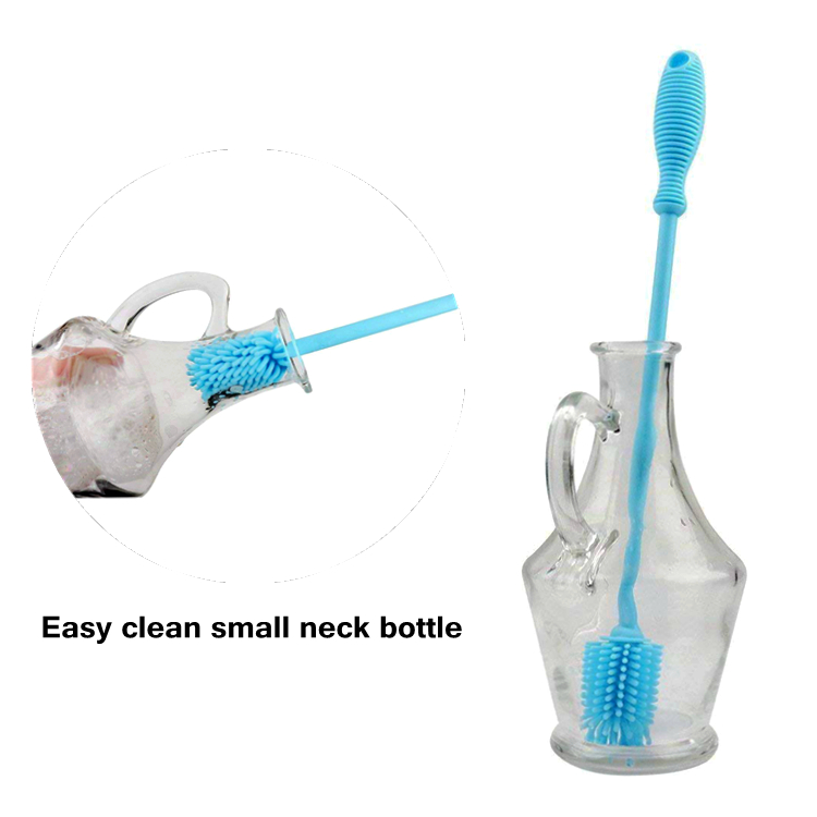 Antibacterial Multi-Purpose Premium Food Grade Silicone Dish Scrubber Silicone Bottle Brush House Cleaning Set