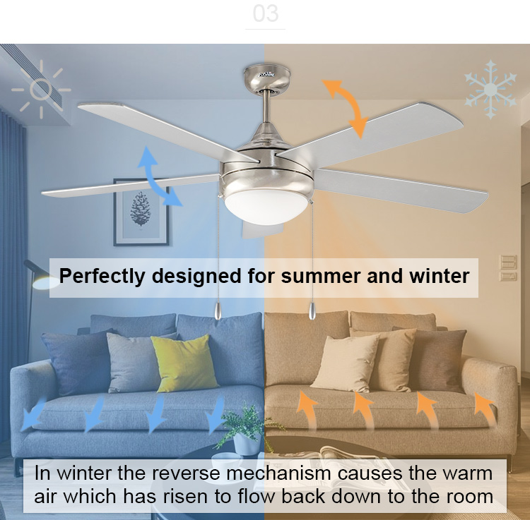 110V/120V 1stshine 5 Blade 52" Ceiling Fan with Wall Control and Decorative Light