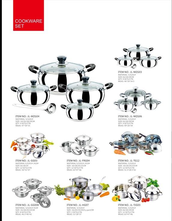 stright body new type stainless steel cookware set with high quality ,16cm /20cm /24 cm cooking pot,stockpot