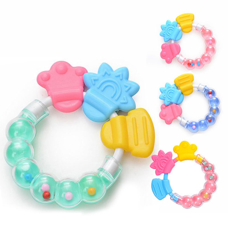China Food Grade Soft Silicone Baby Teether Chew Rattle Toy wholesale