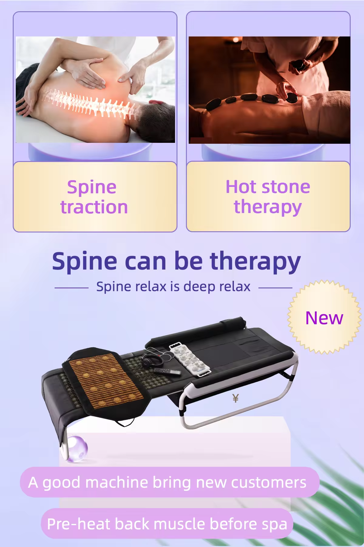 New Trends Chiropractic Spine Therapy Bed Massager Jade Thermal Salon Furniture Infrared Massage Bed