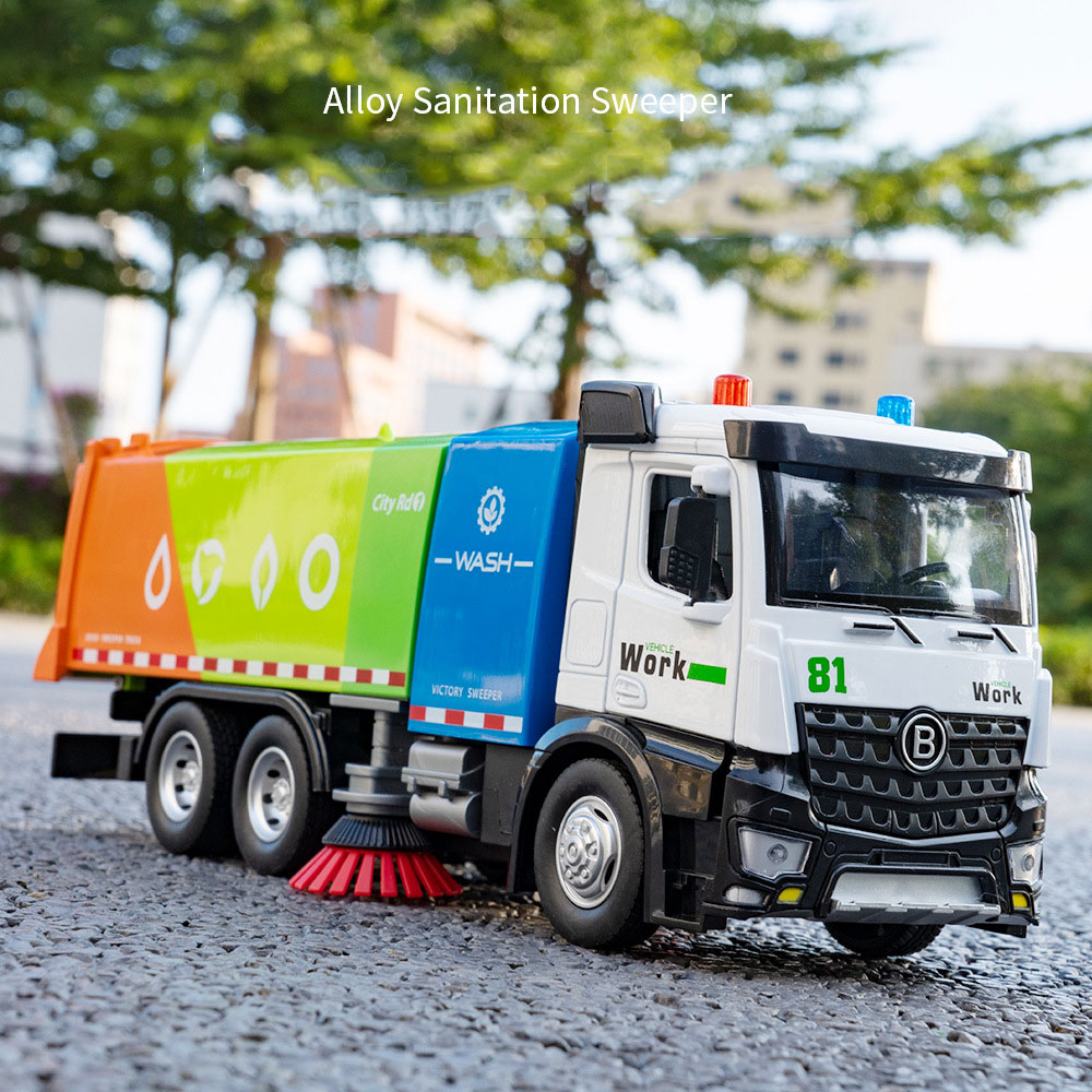 100-240V Voltage Alloy Engineering Sanitation Vehicle Model Pull Back Vehicles Toy