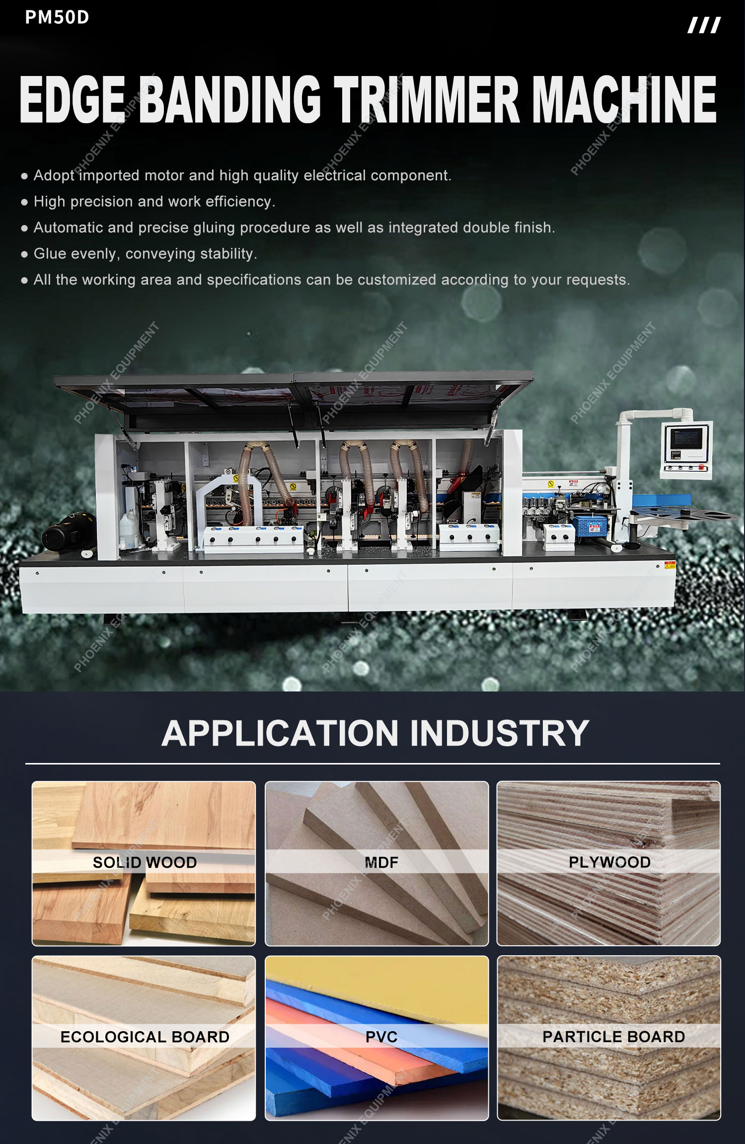 Automatic Edge Banding Machine PM50D for Woodworking Machinery and MDF Board at 0.6Mpa