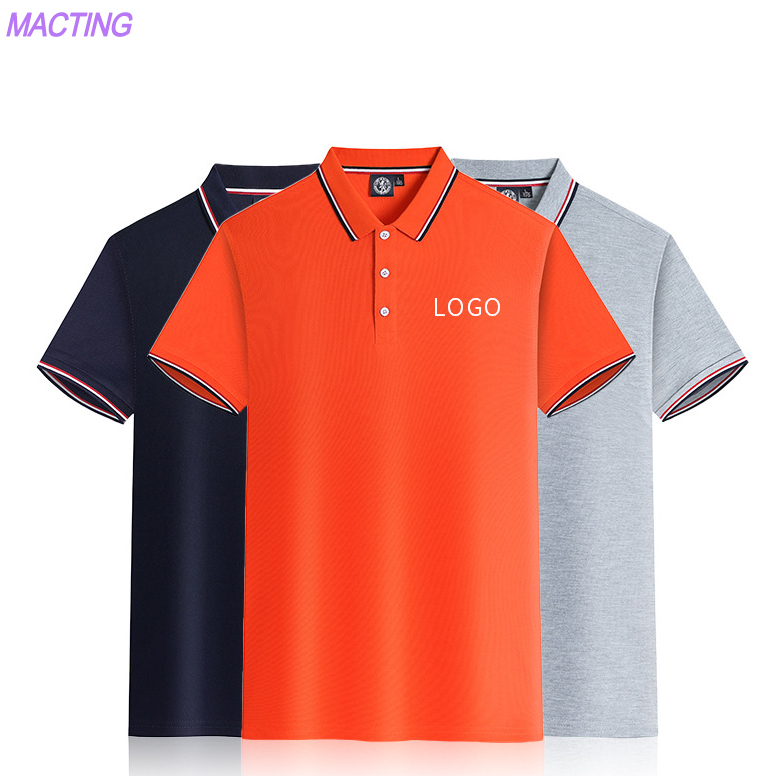 Silk Screen Printing Custom Logo Solid Color Plain Blank Prime CVC Cotton Polo Shirts