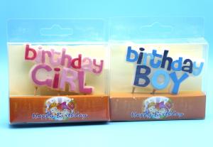 China Dripless Painted Shaped Birthday Candles , Birthday Gril / Boy Letter Candles wholesale