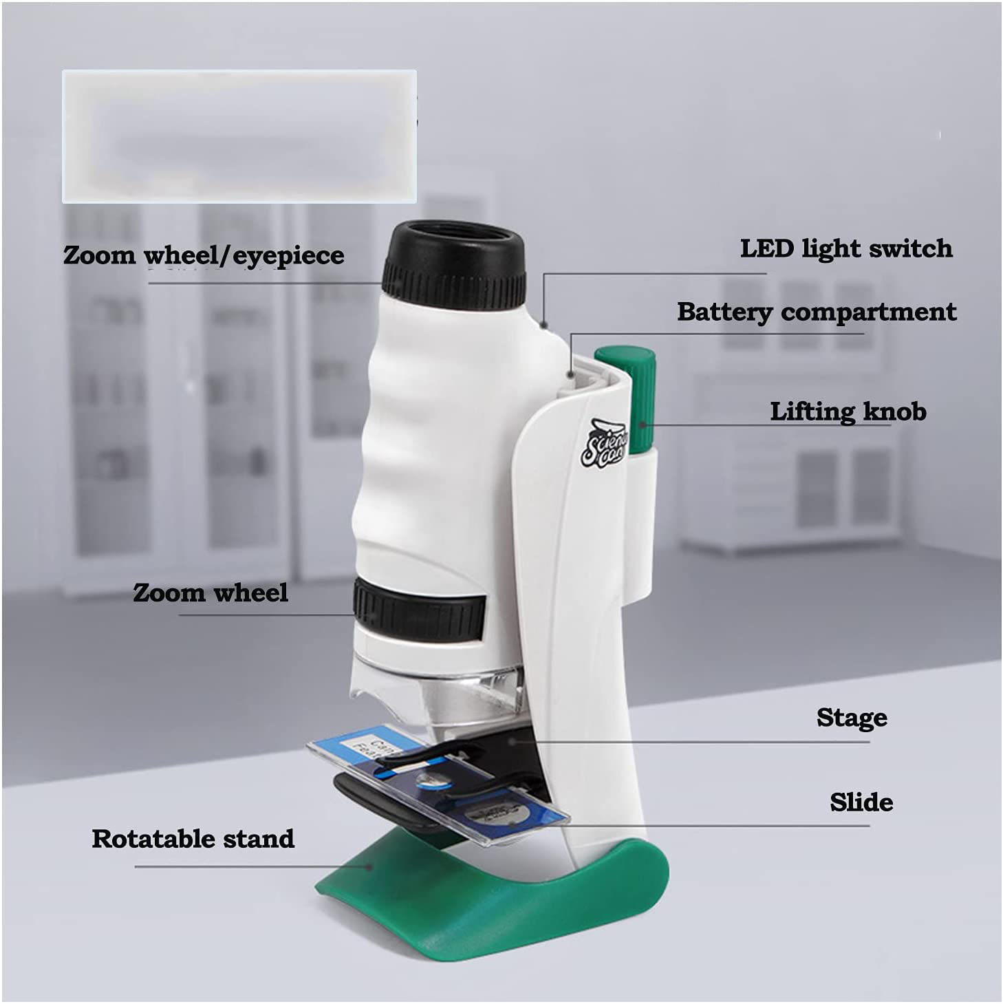Metal Mini Microscope for Kids' Professional Biological Experiments and Teaching Aids
