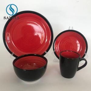 China Food &amp; Beverage Hotel Ceramic Scandinavian Dinnerware Set Black And Red wholesale