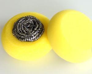 China Long Guarantee Period Dish Washing Sponge With 410 Stainless Steel Scrubber wholesale